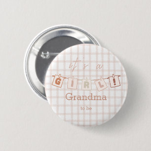 Es ist ein Mädchen Süßes Gingham Notedry Oma-in-sp Button