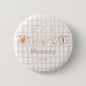 Es ist ein Mädchen Süßes Gingham Notedry werdende Button (Vorderseite)