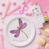 Es ist ein Mädchen! Sweet Lila Dragonfly Pappteller (Party)
