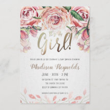 Es ist ein Mädchen - Tea Party Babydusche Einladun