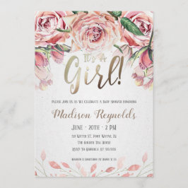 Es ist ein Mädchen - Tea Party Babydusche Einladun Einladung