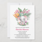 Es ist ein Mädchen! Tropical Baby Elephant Baby Du Einladung (Vorderseite)