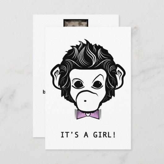 Es ist ein Mädchen! Ungeheuer-Affe Einladung (Vorne/Hinten)