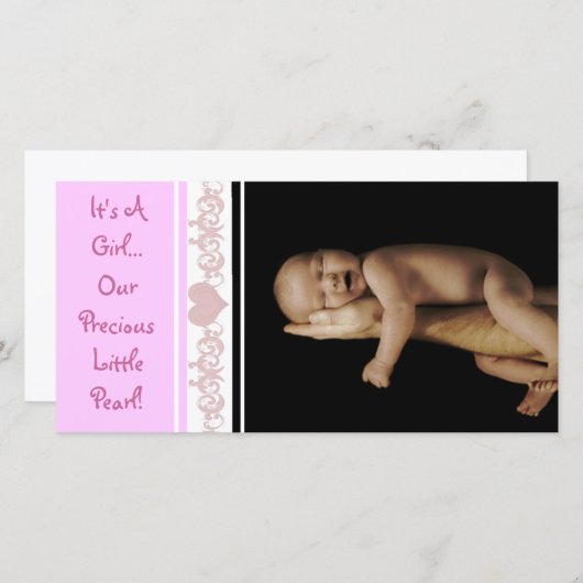 Es ist ein Mädchen... Unsere Wertvolle kleine Perl Ankündigung (Vorne/Hinten)
