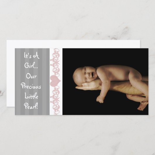 Es ist ein Mädchen... Unsere Wertvolle kleine Perl Ankündigung (Vorne/Hinten)