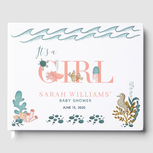 Es ist ein Mädchen unter der Meereskorallendusche Gästebuch (Vorderseite)