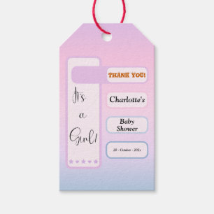 Es ist ein Mädchen! Violetter Gradient Süße Babypa Geschenkanhänger
