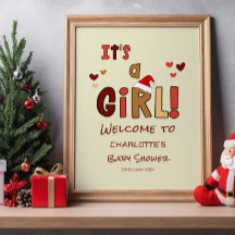 Es ist ein Mädchen! Weihnachts-Babyparty-Willkomme