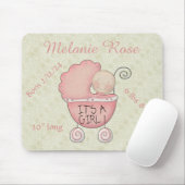 Es ist ein Mädchen! Whimsisches Pink Baby Carriage Mousepad (Mit Mouse)