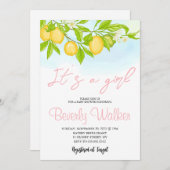 Es ist ein Mädchen Zitrusfrüchte Lemons Baby Dusch Einladung (Vorne/Hinten)