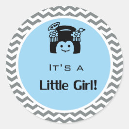 Es ist ein mädchenblaues, graues Zickzack Aufklebe Runder Aufkleber