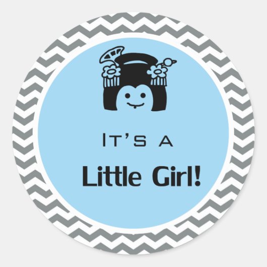 Es ist ein mädchenblaues, graues Zickzack Aufklebe Runder Aufkleber (Vorderseite)