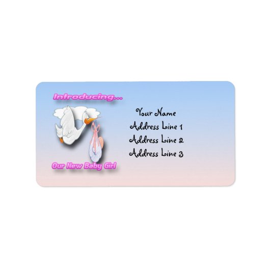 Es ist ein Mädchenstork-Ankündigungsadresse-Label Adressaufkleber (Vorne)
