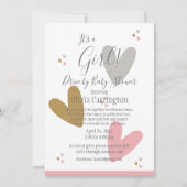 Es ist ein Märchenrosa Herz-Laufwerk mit Babydusch Einladung (Vorderseite)