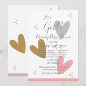 Es ist ein Märchenrosa Herz-Laufwerk mit Babydusch Einladung (Vorne/Hinten)