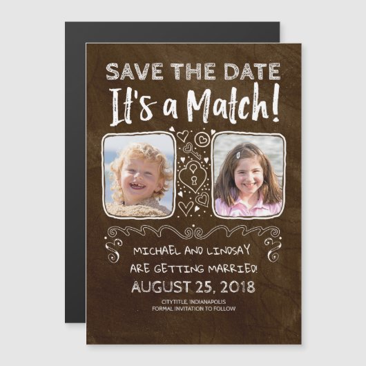 Es ist ein Match - Funny Save the Date Foto Magneteinladung (Vorne/Hinten)