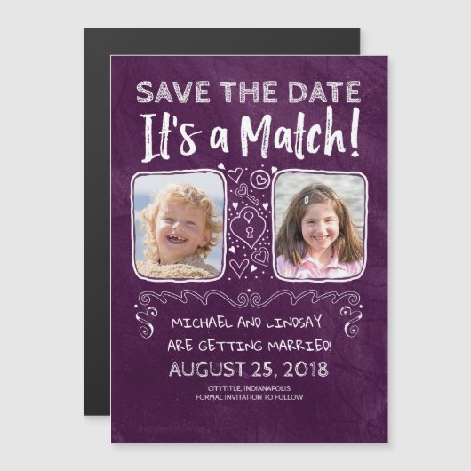 Es ist ein Match - Funny Save the Date Foto Magneteinladung (Vorne/Hinten)