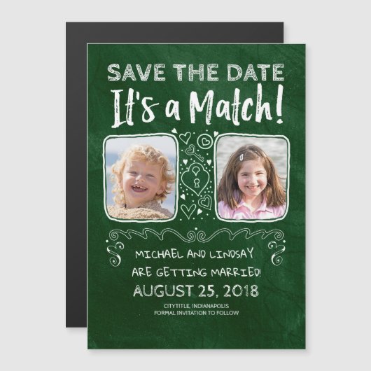 Es ist ein Match - Funny Save the Date Foto Magneteinladung (Vorne/Hinten)