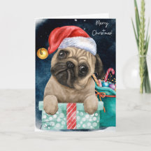 Es ist ein Mops Leben Weihnachten 12x18 Grußkarte