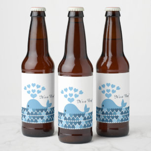 Es ist ein Niedlicher Blauwal und Herz Bierflaschenetikett
