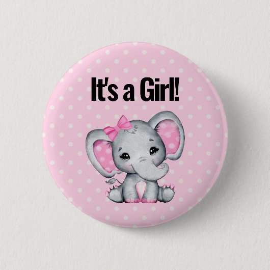 Es ist ein Niedlicher Girl Pink Baby Elephant Button (Vorderseite)
