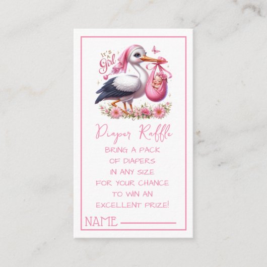 Es ist ein Niedlicher Girl Stork mit Baby Girl und Begleitkarte (Vorderseite)