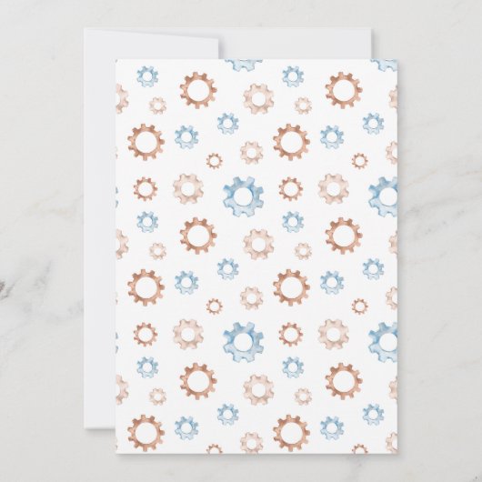 Es ist ein Niedlicher Junge blau | Greige Robot Ba Einladung (Rückseite)