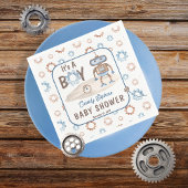 Es ist ein Niedlicher Junge blau | Greige Robot Ba Serviette