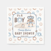 Es ist ein Niedlicher Junge blau | Greige Robot Ba Serviette (Vorderseite)