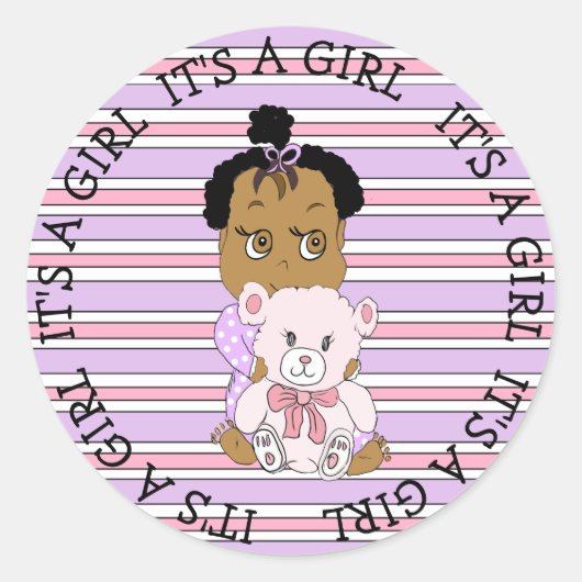 Es ist ein Niedliches Mädchen-Baby und Teddy-Bär Runder Aufkleber (Vorderseite)