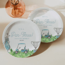 Es ist ein Par-Three Blue Golf 3. Geburtstag Party Pappteller