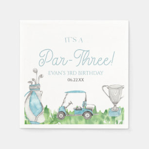 Es ist ein Par-Three Blue Golf 3. Geburtstag Party Serviette