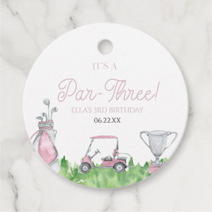Es ist ein Par-Three Pink Golf 3. Geburtstag Party Geschenkanhänger