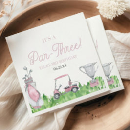 Es ist ein Par-Three Pink Golf 3. Geburtstag Party Serviette