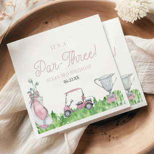 Es ist ein Par-Three Pink Golf 3. Geburtstag Party Serviette
