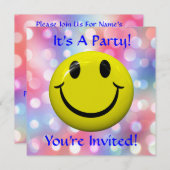 Es ist ein Party! Fan Happy Face Einladung (Vorne/Hinten)