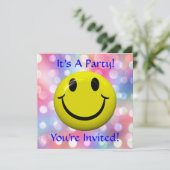 Es ist ein Party! Fan Happy Face Einladung (Stehend Vorderseite)