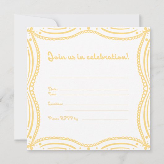 Es ist ein Party-Gelbbogen Einladung (Rückseite)