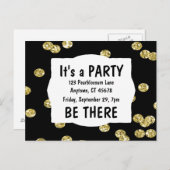 Es ist ein Party-Gold-Glitzer Einladungspostkarte (Vorne/Hinten)