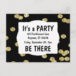 Es ist ein Party-Gold-Glitzer Einladungspostkarte
