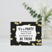 Es ist ein Party-Gold-Glitzer Einladungspostkarte (Stehend Vorderseite)