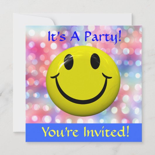 Es ist ein Party! Happy Face Einladung (Vorderseite)