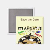 Es ist ein Party Save the Date Magnet (Vorderseite/Rückseite)