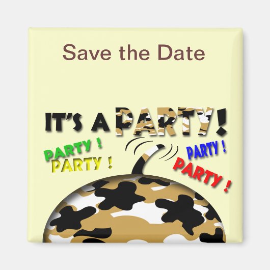 Es ist ein Party Save the Date Magnet (Vorne)