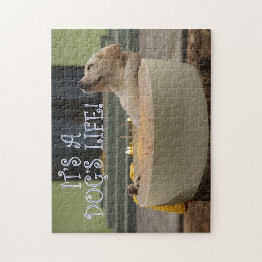 Es ist ein Puzzle für Hunde, die das Leben spielen (Vertikal)