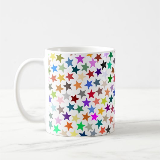 Es ist ein Rainbow-Party, mehrfarbiges Sternenmust Kaffeetasse (Links)