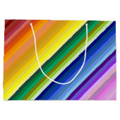 Es ist ein Rainbow-Party, mehrfarbiges Stripmuster Große Geschenktüte (Rückseite)