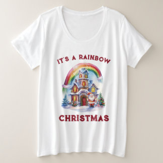 Es ist ein Regenbogen Weihnachten Plus Größe Fraue Große Größe T-Shirt
