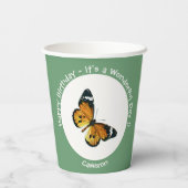 Es ist ein Schlichtes Tiger/African Queen Butterfl Pappbecher (Rückseite)