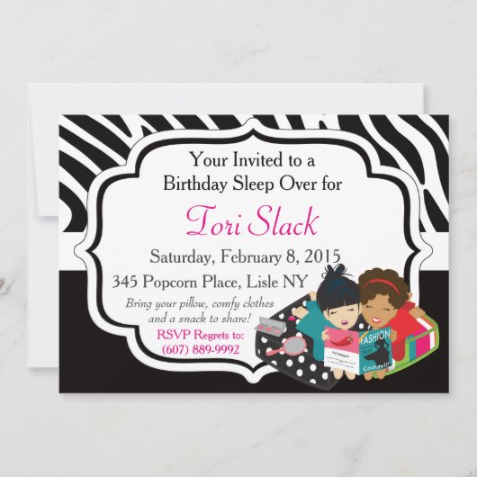 Es ist ein Schlummer-Party! Einladung (Vorderseite)